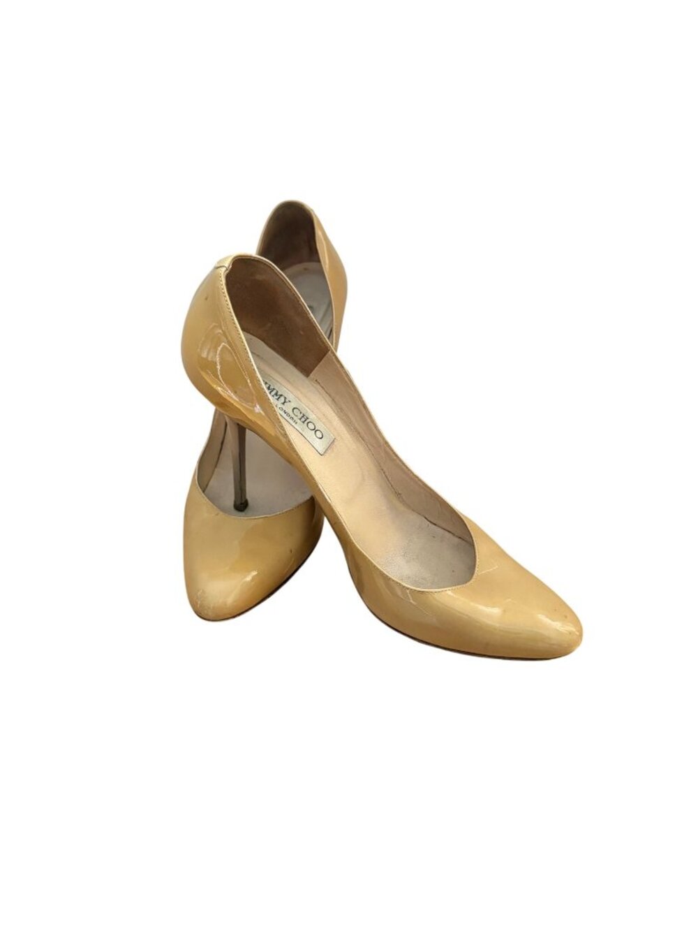 Jimmy Choo Size 38 EU/7.5 US Beige Patent Leather Pointed Toe Heels